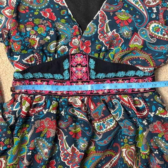 Flying Tomato Mini Dress Navy Blue Paisley Print Long Sleeves Size Extra Small - Picture 9 of 11